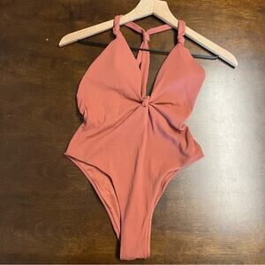 Dolce Vita One Piece Swim Mauve Textured Padded Swimsuit XS